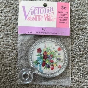 Vintage Victoria Vogue cosmetic purse desk mirror floral pattern NEW